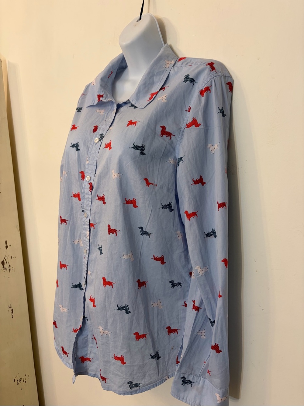 Talbots all over dachshund print long sleeve button down shirt - Picture 2 of 6